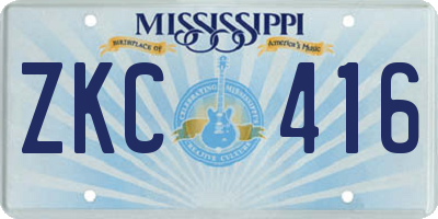 MS license plate ZKC416