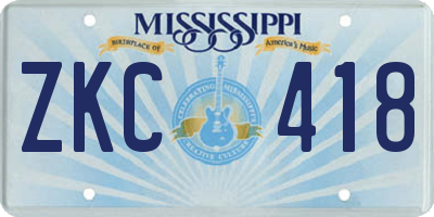 MS license plate ZKC418