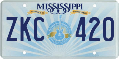 MS license plate ZKC420