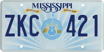MS license plate ZKC421