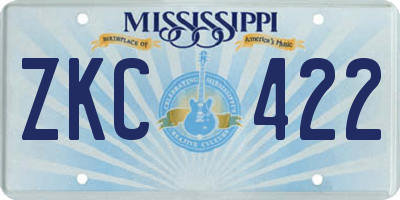 MS license plate ZKC422