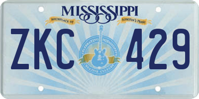 MS license plate ZKC429