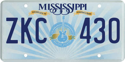 MS license plate ZKC430
