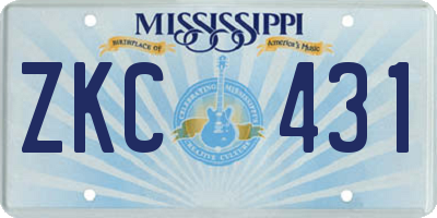 MS license plate ZKC431