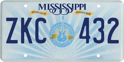 MS license plate ZKC432