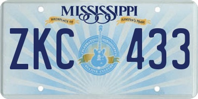 MS license plate ZKC433