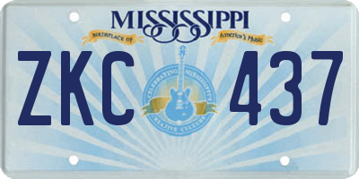MS license plate ZKC437