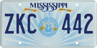 MS license plate ZKC442