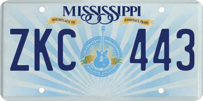 MS license plate ZKC443