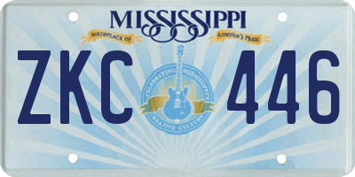 MS license plate ZKC446