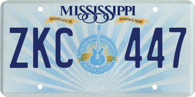 MS license plate ZKC447