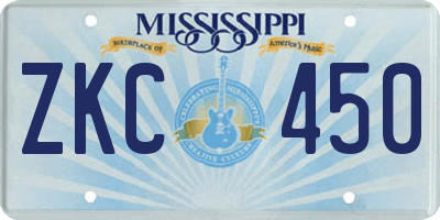 MS license plate ZKC450