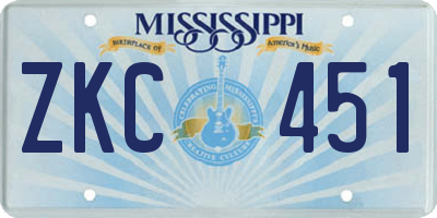 MS license plate ZKC451