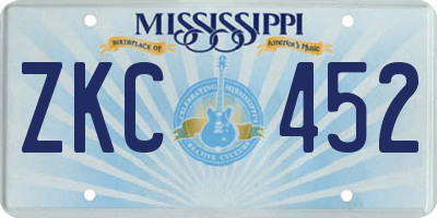 MS license plate ZKC452