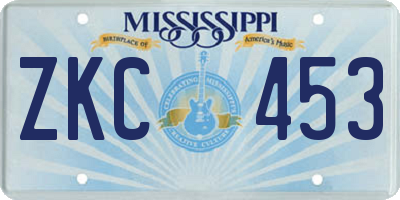 MS license plate ZKC453