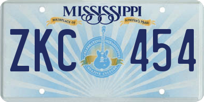 MS license plate ZKC454