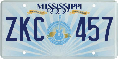 MS license plate ZKC457
