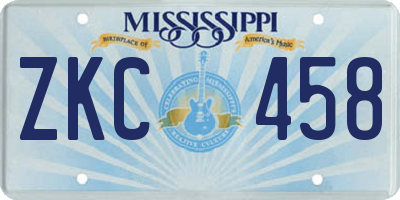 MS license plate ZKC458