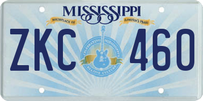 MS license plate ZKC460