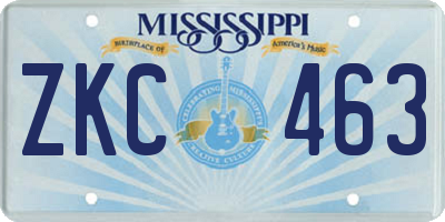 MS license plate ZKC463