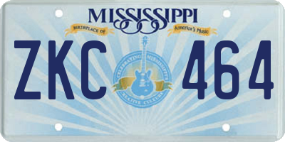 MS license plate ZKC464