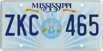MS license plate ZKC465
