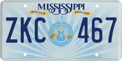 MS license plate ZKC467