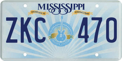 MS license plate ZKC470