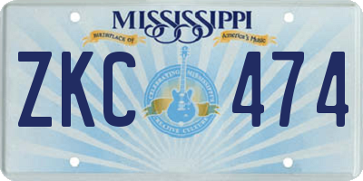 MS license plate ZKC474