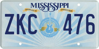 MS license plate ZKC476
