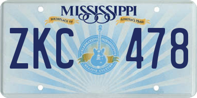 MS license plate ZKC478
