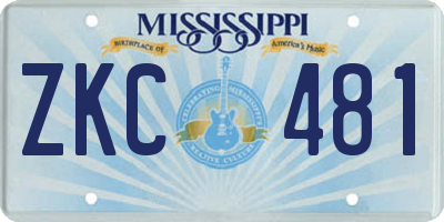 MS license plate ZKC481