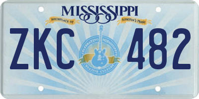 MS license plate ZKC482