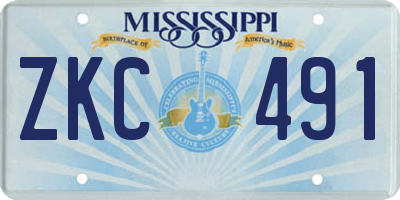 MS license plate ZKC491