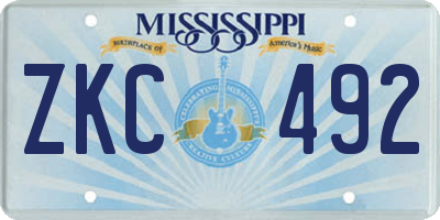 MS license plate ZKC492