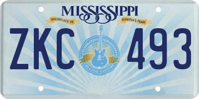 MS license plate ZKC493