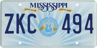 MS license plate ZKC494