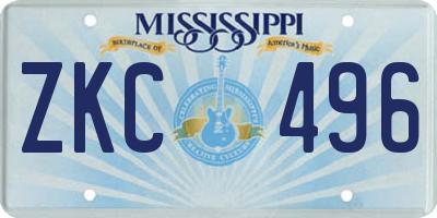 MS license plate ZKC496