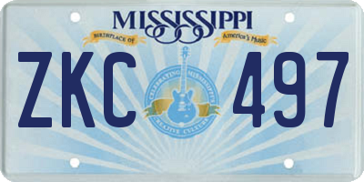 MS license plate ZKC497