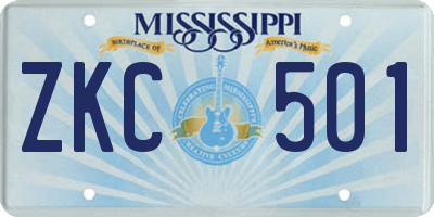 MS license plate ZKC501