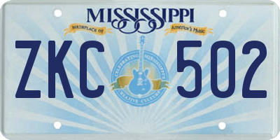 MS license plate ZKC502