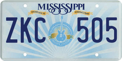 MS license plate ZKC505