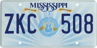 MS license plate ZKC508