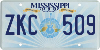 MS license plate ZKC509