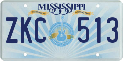 MS license plate ZKC513