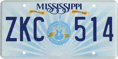 MS license plate ZKC514
