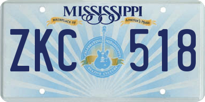 MS license plate ZKC518