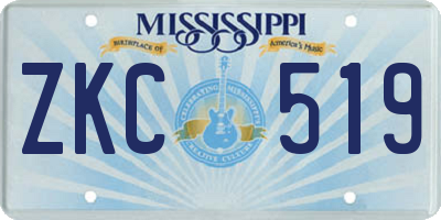 MS license plate ZKC519