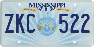 MS license plate ZKC522