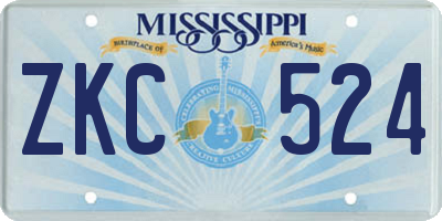 MS license plate ZKC524